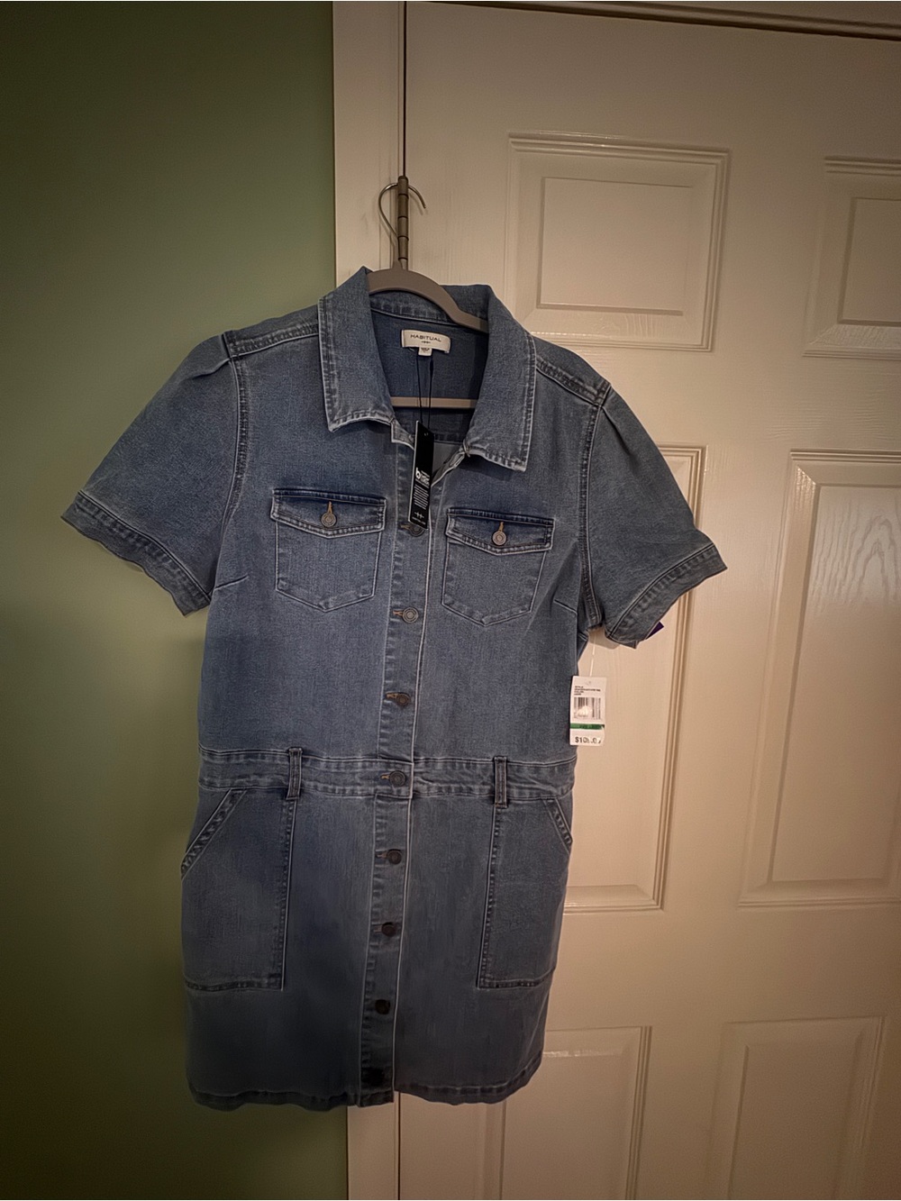 Habitual Denim Short Sleeve Shirt Dress - Blue size Large brand new with tags